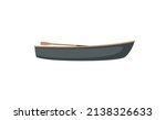 Wooden dinghy in flat style on a white background. The small paddle boat.