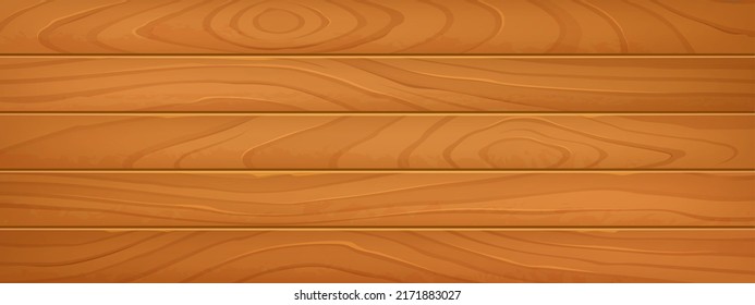 Wooden dining table top view, realistic vector background. Empty countertop, timber plank wall or floor surface, brown wood texture