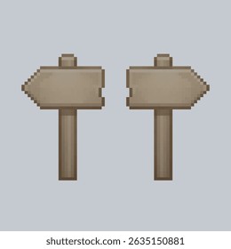 wooden direct signpost in pixel art style with isolated background