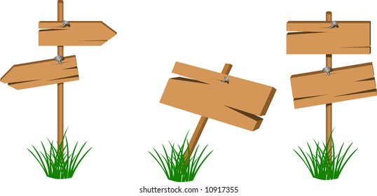 Wooden direction sign. Vector illustration