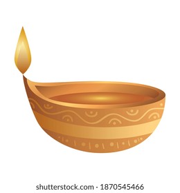 wooden diwali candle decorative icon vector illustration design