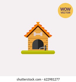 Wooden dog house icon