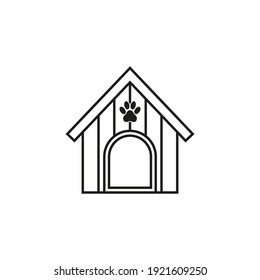 Wooden dog house icon. Vector. Line style.