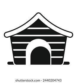 Wooden dog kennel icon simple vector. Cabin space. Cottage hut puppy