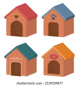 Wooden doghouse, color vector isolated cartoon-style illustration