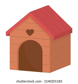 Wooden doghouse, color vector isolated cartoon-style illustration
