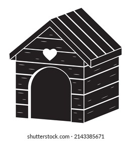 Wooden doghouse, color vector isolated illustration icon black color