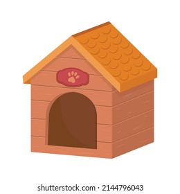 Doghouse de madera, ilustración de tipo caricatura aislada del vector de color