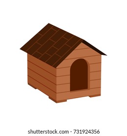 Wooden Doghouse Icon. Pet Store Element, Vet Care Accessory Isolated Vector Illustration In Flat Style.