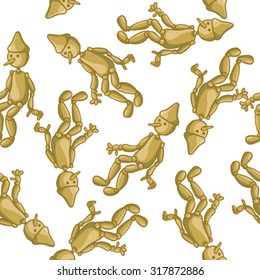 wooden doll seamless pattern