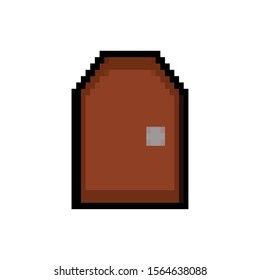 wooden door 8 bits pixelated style icon vector illustration design