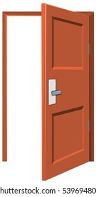 Ilustración abierta de la puerta de madera abierta a la izquierda