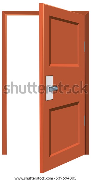 Wooden Door Being Left Opened Illustration Stock Vector (Royalty Free ...