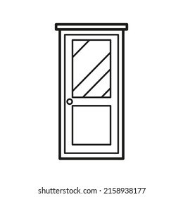 Wooden door. Coloring book. Black and white vector illustration.