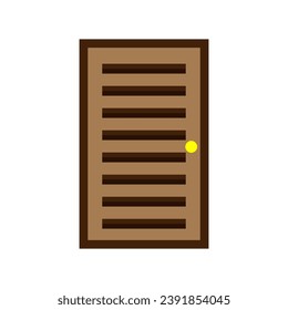 Wooden door front. Vector illustration.