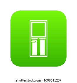Wooden door with glass icon digital green for any design isolated on white vector illustration