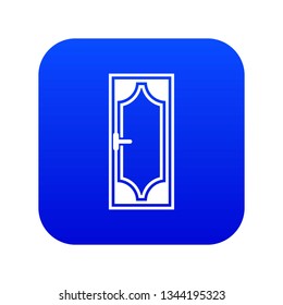 Wooden door with glass icon digital blue for any design isolated on white vector illustration