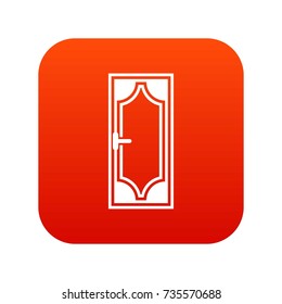 Wooden door with glass icon digital red for any design isolated on white vector illustration