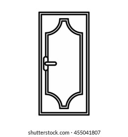 Wooden door with glass icon in outline style isolated vector illustration
