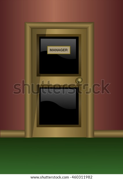 Wooden Door Glass Manager Sign Office Stock Vector Royalty