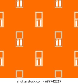 Wooden door with glass pattern repeat seamless in orange color for any design. Vector geometric illustration