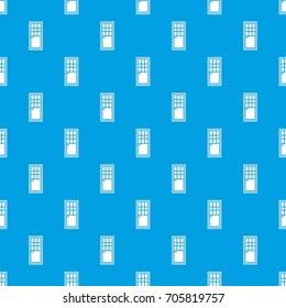 Wooden door with glass pattern repeat seamless in blue color for any design. Vector geometric illustration