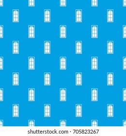 Wooden door with glass pattern repeat seamless in blue color for any design. Vector geometric illustration