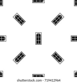 Wooden door with glass pattern repeat seamless in black color for any design. Vector geometric illustration