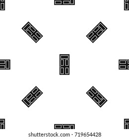 Wooden door with glass pattern repeat seamless in black color for any design. Vector geometric illustration