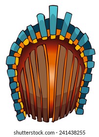 Wooden Door with a glow coming from inside, Vector Illustration.