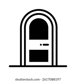 Wooden door icon designed in outline style, easy to edit