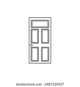 Wooden door icon vector line art illustration.