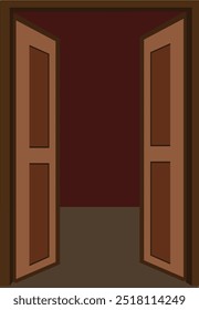  wooden door isolated on white backdrop closeup in flat cartoon style. realistic front door entrance design icon. detailed Element of architecture . closed beige wooden door in Front view 
