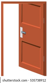 Wooden door left open illustration