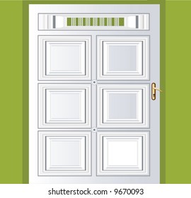 wooden door with lock handle	