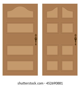 Wooden door on a white background. Wooden texture.
