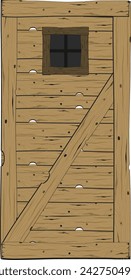wooden door with open window