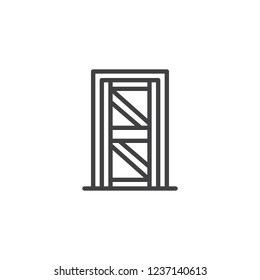 Wooden door outline icon. linear style sign for mobile concept and web design. Emergency exit door simple line vector icon. Symbol, logo illustration. Pixel perfect vector graphics