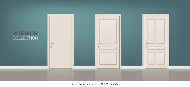 Wooden Door Set. Photo Realistic Doors for Web, Print, Interiors Design