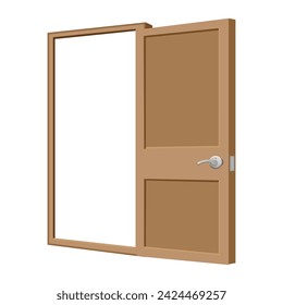 wooden door with a swivel handle flat vector design on white background