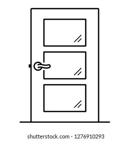 Wooden Door. Vector flat outline icon illustration isolated on white background.