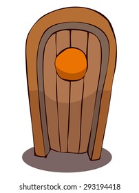 Wooden Door, Vector Illustration. 