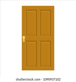 Wooden door vector illustration brown color