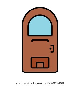 Wooden Door with Window Illustration