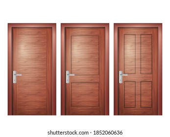 Wooden doors on a white background. Vector illustration.