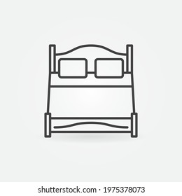 Wooden Double Bed vector concept icon or sign in outline style