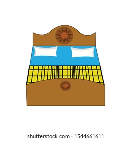 wooden double bed vector image