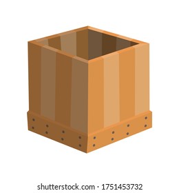 Wooden drawer. Box package. Container for delivery or shipping. Illustration isolated on white background