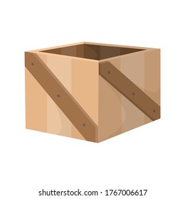Wooden drawer. Box or package. Empty wood crate transportation container,   cargo distribution pack