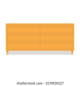 wooden drawer in flat style